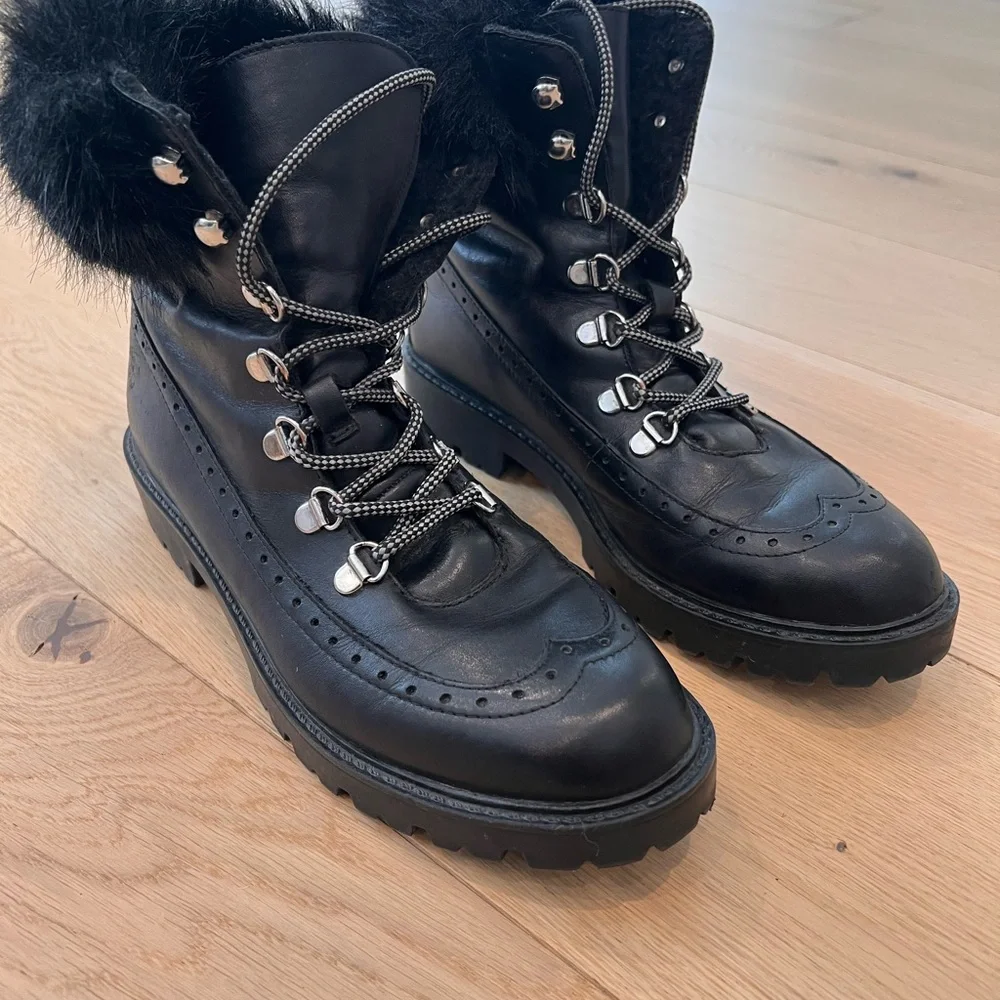 Charles David Raider Faux Fur Combat Boots - Picture 5 of 13